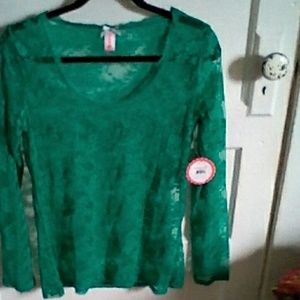 Long Sleeved lace Over Tee by Downeast Basics